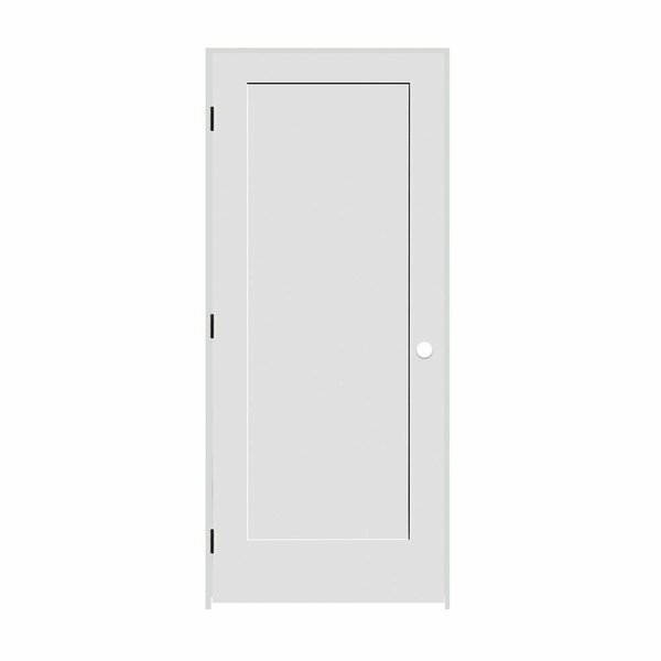 Codel Doors 26" x 80" x 1-3/8" Primed 1-Panel Interior Shaker 4-9/16" RH Prehung Door with Black Hinges 2268pri8401RH1D4916